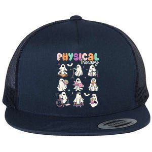 Cute Ghost Physical Therapy PT Physical Therapist Halloween Flat Bill Trucker Hat