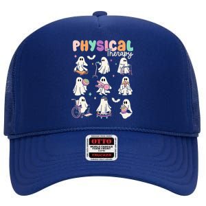 Cute Ghost Physical Therapy PT Physical Therapist Halloween High Crown Mesh Back Trucker Hat