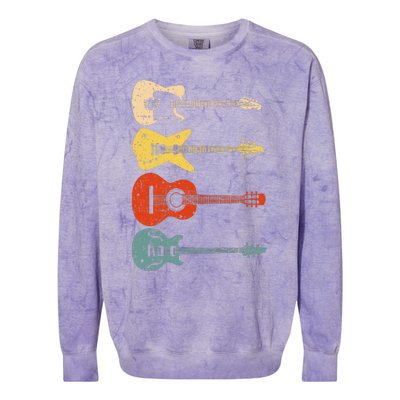 Cool Guitar Players Art Vintage Acoustic Guitarist Colorblast Crewneck Sweatshirt