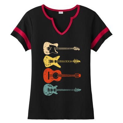 Cool Guitar Players Art Vintage Acoustic Guitarist Ladies Halftime Notch Neck Tee