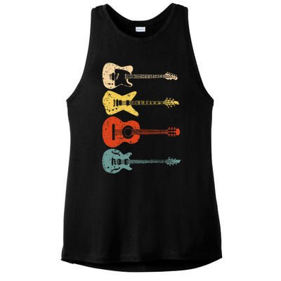 Cool Guitar Players Art Vintage Acoustic Guitarist Ladies PosiCharge Tri-Blend Wicking Tank