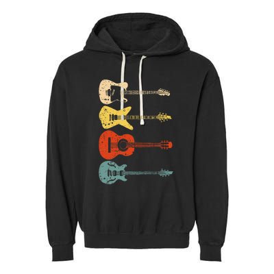 Cool Guitar Players Art Vintage Acoustic Guitarist Garment-Dyed Fleece Hoodie