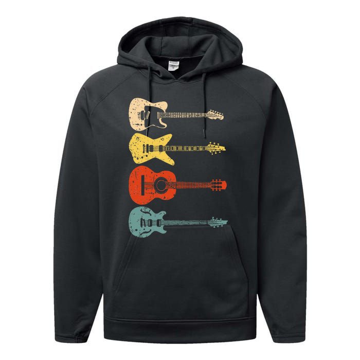 Cool Guitar Players Art Vintage Acoustic Guitarist Performance Fleece Hoodie