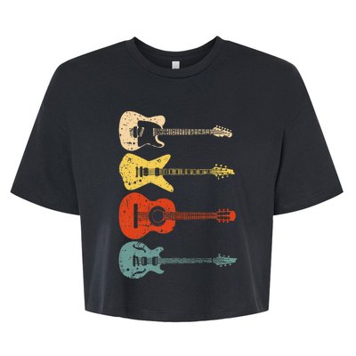 Cool Guitar Players Art Vintage Acoustic Guitarist Bella+Canvas Jersey Crop Tee