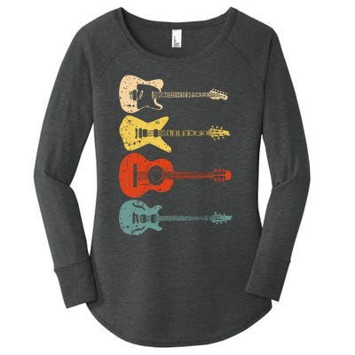 Cool Guitar Players Art Vintage Acoustic Guitarist Women's Perfect Tri Tunic Long Sleeve Shirt