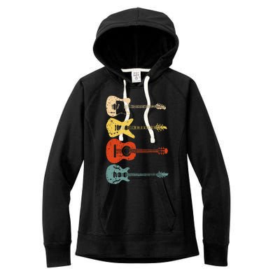 Cool Guitar Players Art Vintage Acoustic Guitarist Women's Fleece Hoodie