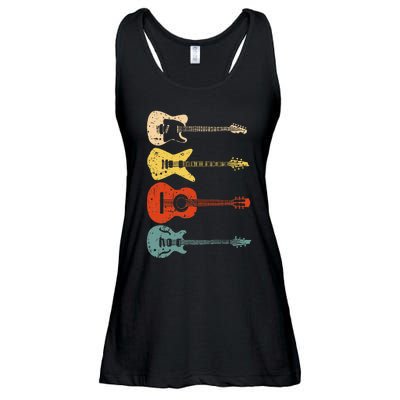 Cool Guitar Players Art Vintage Acoustic Guitarist Ladies Essential Flowy Tank