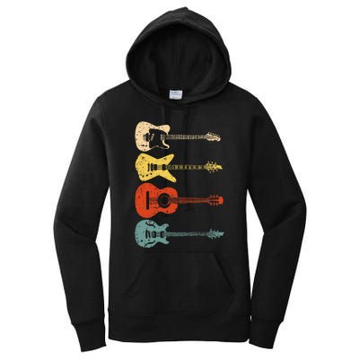 Cool Guitar Players Art Vintage Acoustic Guitarist Women's Pullover Hoodie