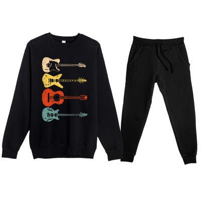 Cool Guitar Players Art Vintage Acoustic Guitarist Premium Crewneck Sweatsuit Set