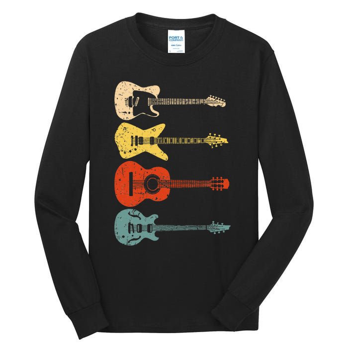 Cool Guitar Players Art Vintage Acoustic Guitarist Tall Long Sleeve T-Shirt