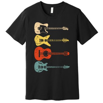 Cool Guitar Players Art Vintage Acoustic Guitarist Premium T-Shirt