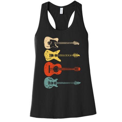 Cool Guitar Players Art Vintage Acoustic Guitarist Women's Racerback Tank