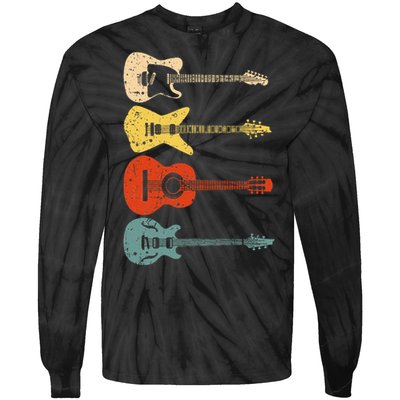 Cool Guitar Players Art Vintage Acoustic Guitarist Tie-Dye Long Sleeve Shirt