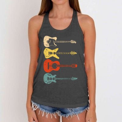 Cool Guitar Players Art Vintage Acoustic Guitarist Women's Knotted Racerback Tank