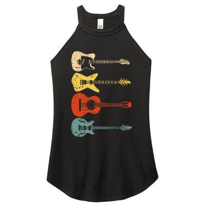 Cool Guitar Players Art Vintage Acoustic Guitarist Women's Perfect Tri Rocker Tank