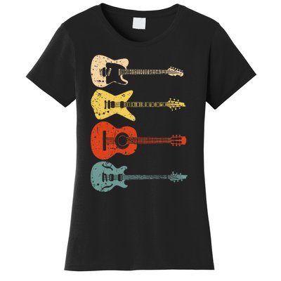 Cool Guitar Players Art Vintage Acoustic Guitarist Women's T-Shirt