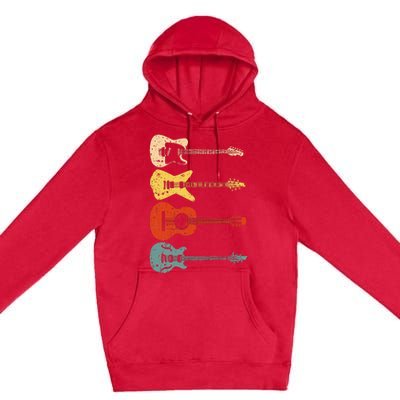 Cool Guitar Players Art Vintage Acoustic Guitarist Premium Pullover Hoodie