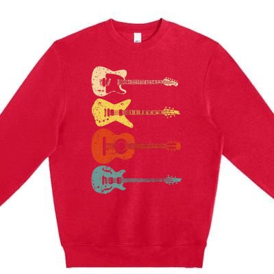 Cool Guitar Players Art Vintage Acoustic Guitarist Premium Crewneck Sweatshirt