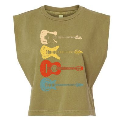 Cool Guitar Players Art Vintage Acoustic Guitarist Garment-Dyed Women's Muscle Tee