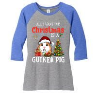 Cute Guinea Pig Christmas All I Want For Xmas Guinea Gift Women's Tri-Blend 3/4-Sleeve Raglan Shirt