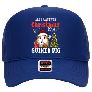 Cute Guinea Pig Christmas All I Want For Xmas Guinea Gift High Crown Mesh Back Trucker Hat