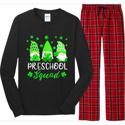 Cute Gnomes Preschool Squad Teacher St Patricks Day Outfit Long Sleeve Pajama Set