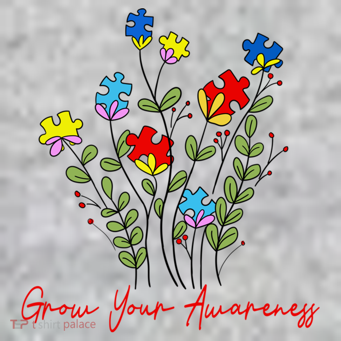 Cute Gift Puzzle Wildflower Grow Your Awareness Autism Awareness Month  Tall T-Shirt