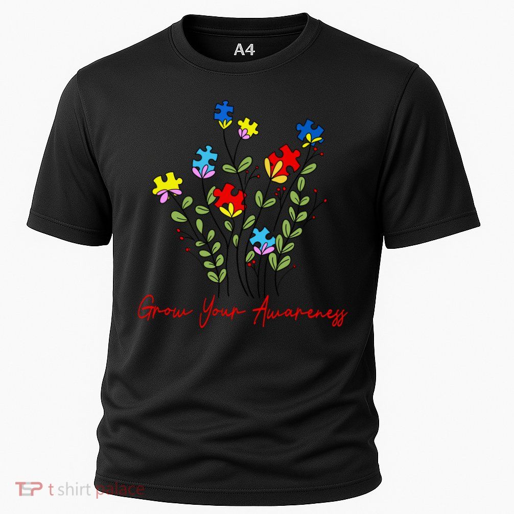 Cute Gift Puzzle Wildflower Grow Your Awareness Autism Awareness Month  Performance Shirt