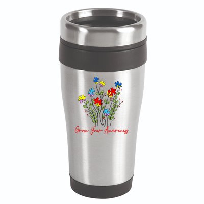 Cute Gift Puzzle Wildflower Grow Your Awareness Autism Awareness Month  16oz Travel Tumbler