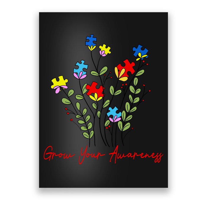 Cute Gift Puzzle Wildflower Grow Your Awareness Autism Awareness Month  Poster