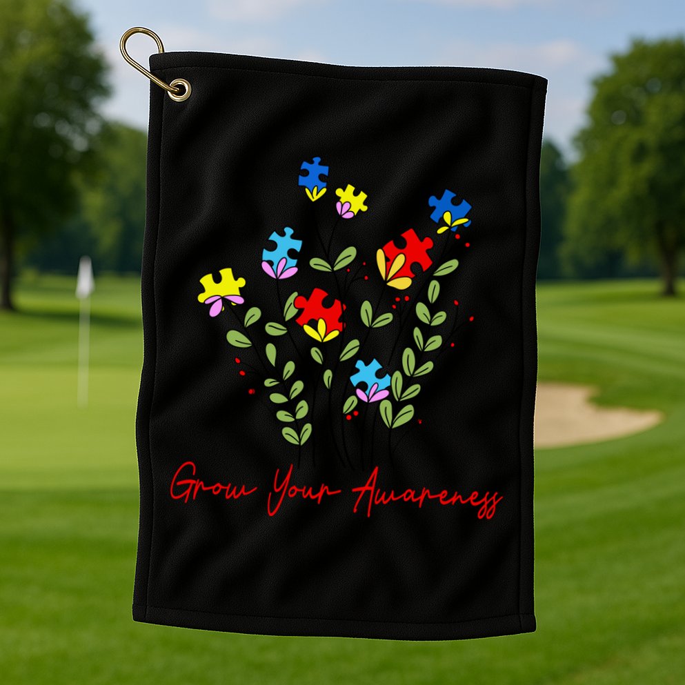 Cute Gift Puzzle Wildflower Grow Your Awareness Autism Awareness Month  Golf Towel