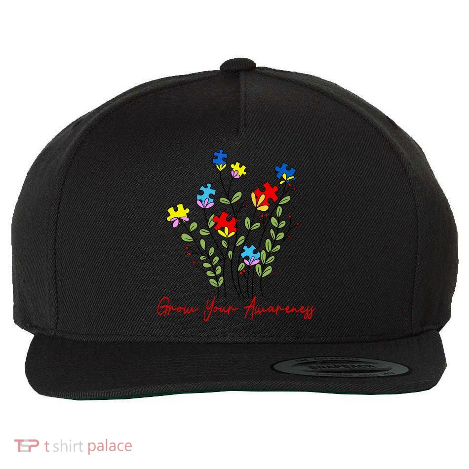 Cute Gift Puzzle Wildflower Grow Your Awareness Autism Awareness Month  Wool Snapback Cap
