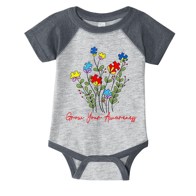 Cute Gift Puzzle Wildflower Grow Your Awareness Autism Awareness Month  Infant Baby Jersey Bodysuit