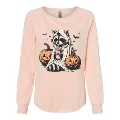 Cute Ghost Pumpkin Halloween Raccoon Costume Raccoon Lovers Womens California Wash Sweatshirt