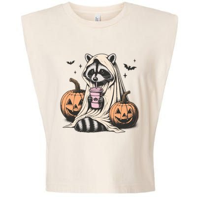 Cute Ghost Pumpkin Halloween Raccoon Costume Raccoon Lovers Garment-Dyed Women's Muscle Tee