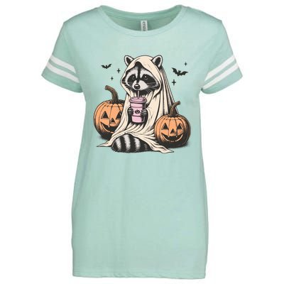 Cute Ghost Pumpkin Halloween Raccoon Costume Raccoon Lovers Enza Ladies Jersey Football T-Shirt