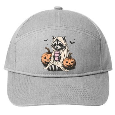 Cute Ghost Pumpkin Halloween Raccoon Costume Raccoon Lovers 7-Panel Snapback Hat