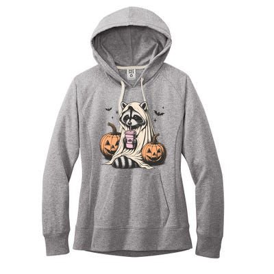 Cute Ghost Pumpkin Halloween Raccoon Costume Raccoon Lovers Women's Fleece Hoodie