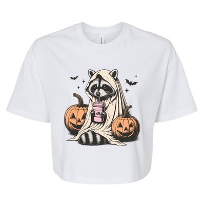 Cute Ghost Pumpkin Halloween Raccoon Costume Raccoon Lovers Bella+Canvas Jersey Crop Tee