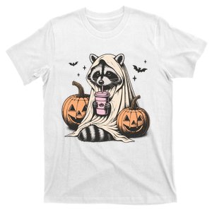 Cute Ghost Pumpkin Halloween Raccoon Costume Raccoon Lovers T-Shirt