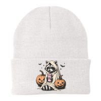 Cute Ghost Pumpkin Halloween Raccoon Costume Raccoon Lovers Knit Cap Winter Beanie