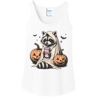 Cute Ghost Pumpkin Halloween Raccoon Costume Raccoon Lovers Ladies Essential Tank