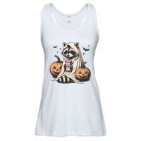 Cute Ghost Pumpkin Halloween Raccoon Costume Raccoon Lovers Ladies Essential Flowy Tank