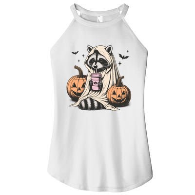 Cute Ghost Pumpkin Halloween Raccoon Costume Raccoon Lovers Women's Perfect Tri Rocker Tank