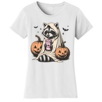 Cute Ghost Pumpkin Halloween Raccoon Costume Raccoon Lovers Women's T-Shirt