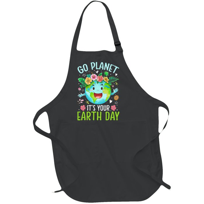 Cute Go Planet Its Your Earth Birthday Day 2024 Teacher Full-Length Apron With Pockets