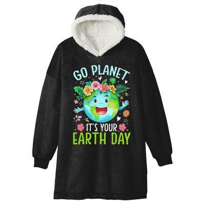 Cute Go Planet Its Your Earth Birthday Day 2024 Teacher Hooded Wearable Blanket