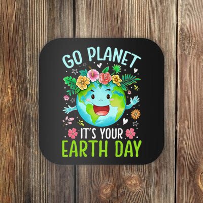 Cute Go Planet Its Your Earth Birthday Day 2024 Teacher Coaster