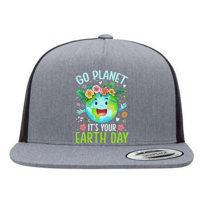 Cute Go Planet Its Your Earth Birthday Day 2024 Teacher Flat Bill Trucker Hat