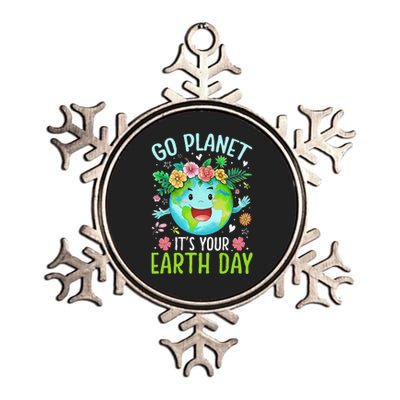 Cute Go Planet Its Your Earth Birthday Day 2024 Teacher Metallic Star Ornament